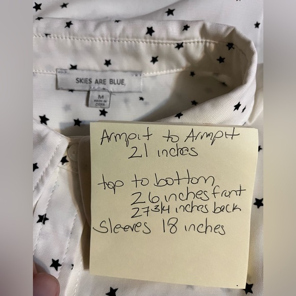 Skies Are Blue Recycled Classic Button Down Blouse Size M - Picture 2 of 10